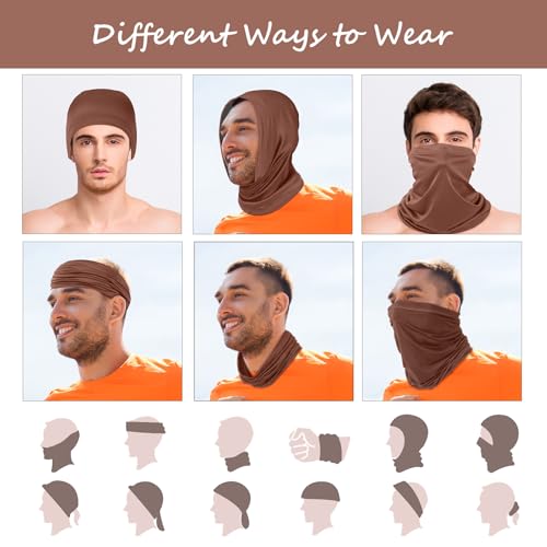Geyoga 6 Pieces Summer UV Protection Cooling Neck Gaiter Face Clothing Neck Gaiter Mask Scarf Sunscreen Breathable Bandana - color: Earth Tones