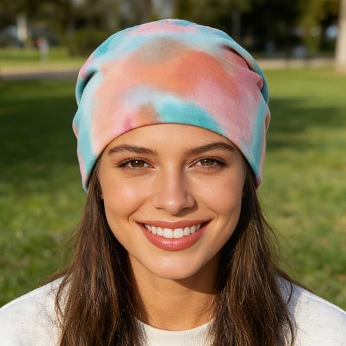 Bohend Bohemian Beanie Hats Headwear Cap Stretch Non Slip Bandanas Sleep Turbans Hats for Women Men Close top Head Covering - style: Colourful
