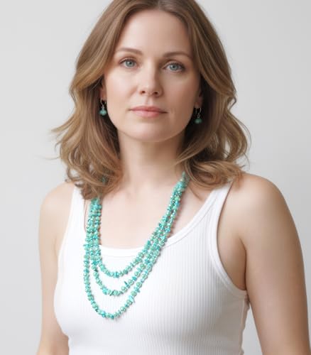 Errally Layered Beaded Statement Necklace Multi Strand Crystal Beads Collar Necklace and Earring Sets for Women Fashion Costume Jewelry Set Gifts for Her - color: 15-Turquoise