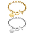 Emibele Heart Charm Bracelet for Women, Bible Verse Bracelet Stainless Steel 18K Gold Plated Bracelet Love Pendant Link Chain OT Clasp, Birthday Christmas Jewelry Gift for Mother Her - color: Gold & Silver