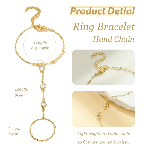 choice of all Hand Chain Bracelet Gold Finger Ring Bracelet Hand Chain for Women Trendy Birthday Jewelry Gifts - color: A6:Hand Chain Bracelet-gold
