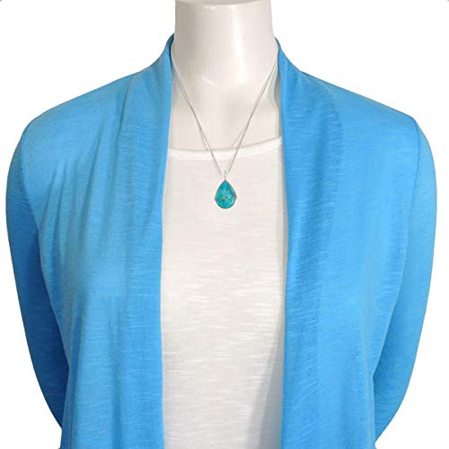 Turquoise Pendant Necklace 925 Sterling Silver Genuine Gemstones (with 20" Chain) (Snake Chain)