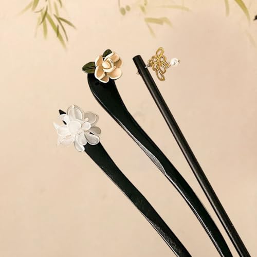 6 Pcs Vintage Wood Hair Sticks Chinese Hair Pins Hair Bun Sticks Flower Updo Holders Hair Chopsticks Hair Accessories for Women Girls