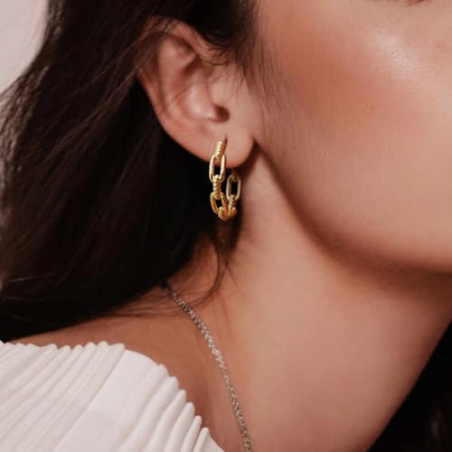 Gold Hoop Earrings 14K Gold Hoop Earrings for Women Gold Earrings for Womens Hoops Hollow Design Hypoallergenic Lightweight Hoops Earring for Women 22/25mm - size: 22 MM