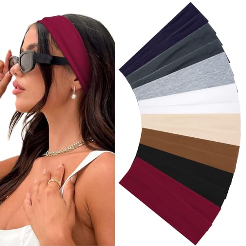 Huachi Headbands for Women 16 Pack Elastic Hair Bands for Women' Hair Non Slip Soft Cloth Fabric Headbands Womens Accessories, Neutrals Nude Solid Colors Head Bands - color: NEUTRAL NUDE COLORS