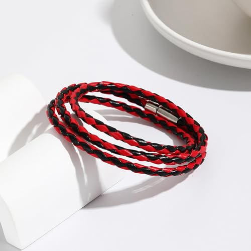 Long tiantian Boho Bracelets for Women Western Jewelry for Women Leather Wrap Bracelets Stackable Bangle Western Outfit for Women - color: men's bracelet(black)