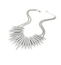 MOLOCH Sparkling Druzy Leaf Choker Necklace Fashion Gold-Tone Collar Necklace Bib Statement Chunky Tribal Necklace Woman Jewelry - color: silver