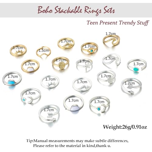 Boho Stackable Rings for Women Trendy Knuckle Joint Finger Knuckle Nail Ring Sets Simple Star Moon Stack Preppy Statement Rings Cute Stuff - style: A-1