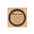 Gnamy Healing Crystal Bracelet for Women, Natural Stone Beaded Healing Crystal Bracelet Triple Protection Stress Relief Beads Jewelry Birthday Gifts Jewelry for Her - style: Black Lava