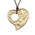 GelConnie Leather Necklace for Women Round Wooden Pendant Long Leather Choker Vintage Sweater Necklace Gold Chunky Boho Necklaces for Women - style: Boho Heart Necklace