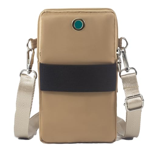 JANKS Small Crossbody Bag for Women - Mini Phone Purses with Crossbody Strap and Wallet - Nylon Arm Bag - color: A-khaki