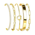 HERIER Gold Bracelets for Women 18k Gold Plated Bracelet Stack Bangle Cuff Bracelet Set for Women Non Tarnish Beaded/Paperclip/Cuban Link Chain Bracelets Jewelry for Women Trendy - style: Bangle Tennis5-Gold