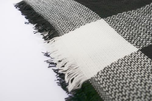Wander Agio Womens Warm Long Shawl Winter Wraps Large Scarves Knit Cashmere Feel Plaid Triangle Scarf - color: Big Black White 15