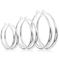 EXGOX Sterling Silver Hoop Earrings - Hypoallergenic, Lightweight, Chunky, 14K Real Gold Plated, Big Large Hoops for Women - color: 40/50/60mmSilver