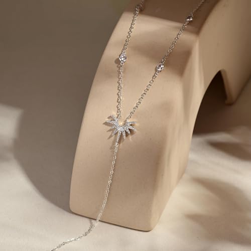 CHESKY Long Necklaces for Women, 14k Gold Plated/Streling Silver Lariat Necklace Dainty Statement Prom Necklace Rosary Cross Sun Drop Pendant Dangle Necklace Gold Prom Jewelry for Women Gifts - style: y necklace 05