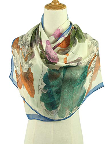 PANTONIGHT Long Chiffon Fashion Scarf Lightweight Chiffon Sheer for women - color: Flower 730