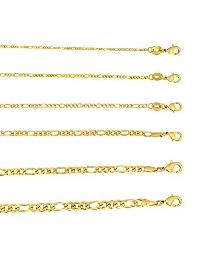 Barzel 18K Gold Plated Figaro Bracelet - Made In Brazil - color: 6MM, size: 7.5 Inches