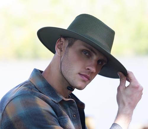 Bouie Safari Sun Hat - UPF 50+, Water-Repellent Wide Brim Bucket Hat for Hiking, Fishing - color: Olive, size: Medium