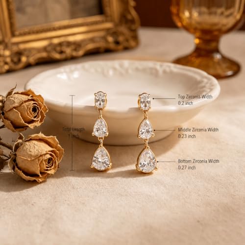 Pearl Earrings for Women, 14k Gold Plated Trendy Diamond Pearl Drop Earrings Hypoallergenic Dainty Bridal Gifts Wedding jewelry for Women - color: Teardrop-Gold