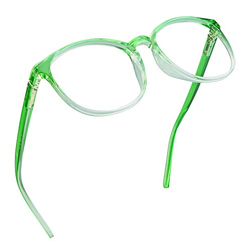 LifeArt Round Blue Light Blocking Glasses, Computer Glasses, Gaming Glasses, TV Glasses for Women Men (Clear Green, No Magnification) - color: 16_days_clear Green, size: +0.00(No Magnification)