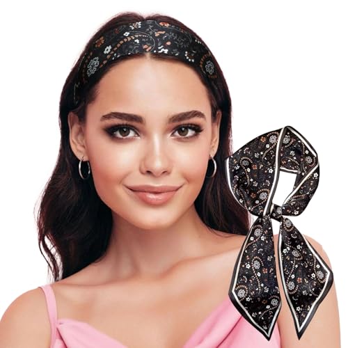 Sumolux Head Hair Scarf for Women Neck Purse Bag Handbags Scarf Like Silk - color: Black New Cashew