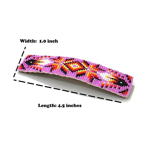 Beaded Hair Clips Native American Style Handmade Collection (Pink) - color: Pink