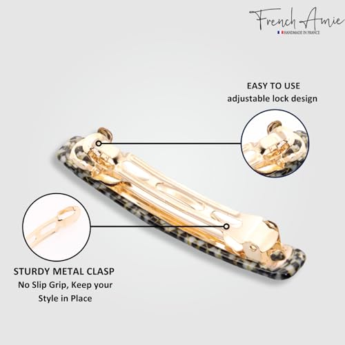 French Amie Small Opera 2 1/4 inch Celluloid Handmade Automatic Hair Clip Barrette - (Opera) - color: Opera