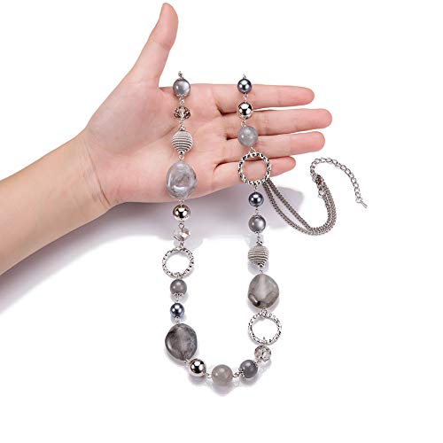 PEARL&CLUB Long Beaded Necklaces For Women - Sweater Chain Fashion Jewelry Necklace Gifts For Women - color: 23-Grey