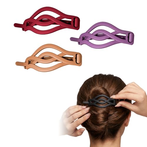 Vintage French Barrette Clips - 3 Pack Hair Accessories for Women & Girls, Non-Slip Crossover Hair Clips Suitable for Thick to Thin Hair (Mix-3PCS: I) - color: Mix-3PCS: I