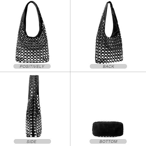 Fashion Handbags and Purses, Beach Shoulder Bags, Travel Braided Top Handle Tote Bag - color: Black
