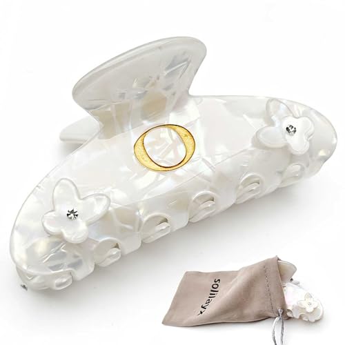 Iridescent Pearl Hair Claw Clip with Butterfly & Initial Charm, Fashionable Acrylic Hair Accessories for Women - color: O