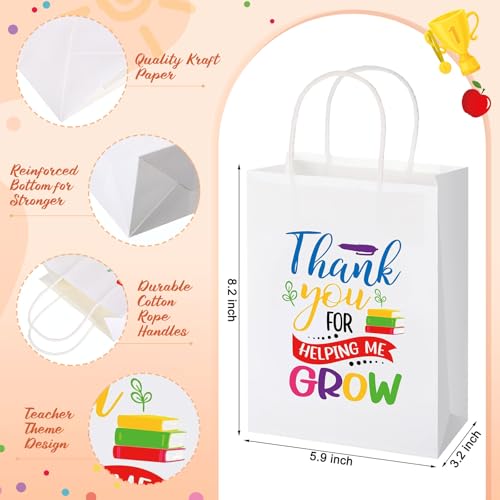 25 Pcs Teachers Appreciation Gift for Women Teacher Kraft Paper Bags Makeup Bags Sticky Notes Ballpoint Pens and Bookmarks Graduation Gifts for Tutor Appreciation Week Gift Sets Bulk - style: White
