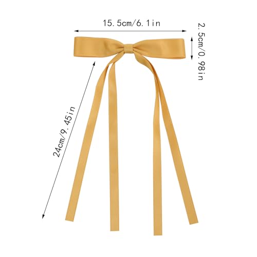 WORTL Hair Bows Clips Coquette Ribbon Bowknot with Long Tail Princess Hair Bows French Barrettes Hair Accessories for Women Girls 16PCS (red，Cream，Pink，Yellow) - color: red，Cream，Pink，Yellow