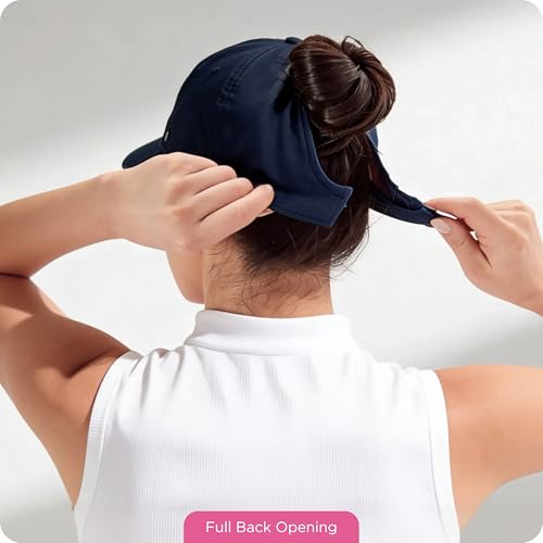 Ponyflo Sunblocker Wide Brim Hat, Patented Women’s Ponytail Sun Hat for Adults, UPF 50 Sun Protection - color: Hot Pink