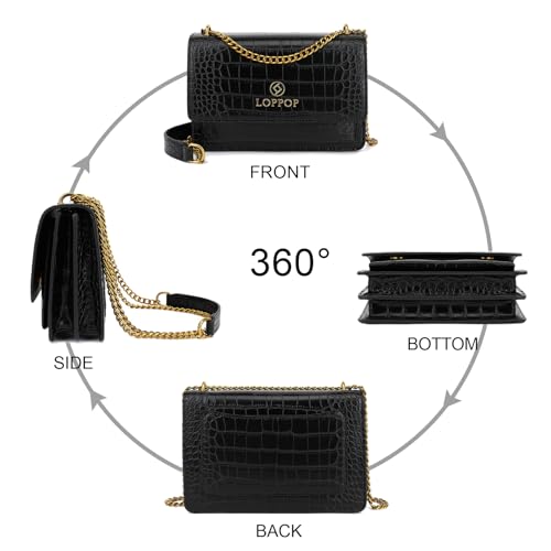 LL LOPPOP Women's Small Classy Crossbody Purse Top Handle Handbags Leather Satchel Bags for Women - color: C-black(2052)