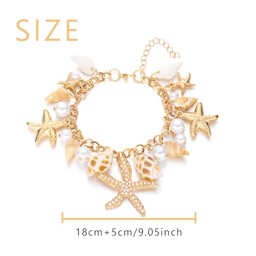 Waeceip Beach Ankle Bracelets For Women Summer Boho Anklets For Women Seashell Beaded Anklets Summer Jewelry Beach Vacation Accessories - color: starfish with 1