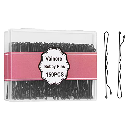 Vaincre Black Bobby Pin for Buns, 150 Count Hair Pins Bulk with Storage Case, Pain-Free Hair Clips for Women and Girls (Black, 2 inch) - color: Black