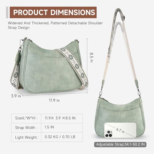 APHISON Trendy Leather Crossbody Purse with Adjustable Strap, Women's Shoulder Handbag - color: 04-green
