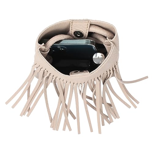 Hoce Women’s Leather Fringe Messenger Bag Large Hobo Crossbody Tassel Shoulder Bags, Gift for Mom Wife Girlfriend - color: 07785apricot