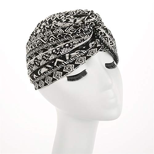 beauty YFJH Women's Cotton Turban Head Wrap Cancer Chemo Beanies Cap Headwear Cap Bonnet Hair Loss Hat - color: Ethnic Black
