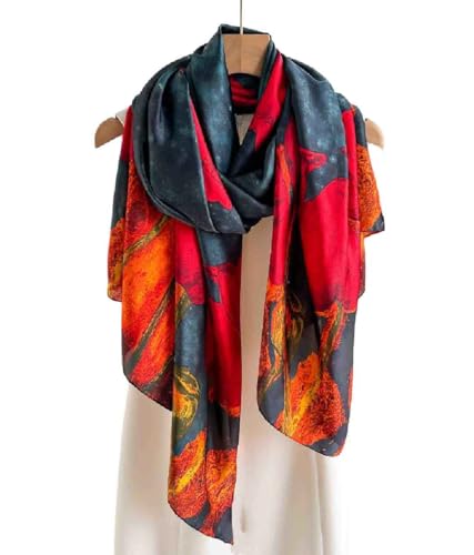 Acotavie Scarfs for Women Dressy Fashion Scarves Long Floral Pattern Scarf Lightweight Sunscreen Shawls - color: C021