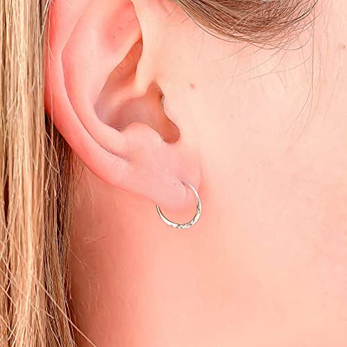 Hoop Earrings for Women, 14K Rose Gold FIlled, 20mm, Hammered Texture, Hoop Earrings Hypoallergenic Sensitive Ears, Hoop Earrings Set, Rose Gold Earrings Nickel Free - size: 12mm