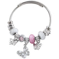Silver Women Bracelets - Adjustable Charm Bracelets for Women Birthday Gifts Favors Titanium Steel Bracelet Bundle Jewelry Kit - color: D: Butterfly - Pink