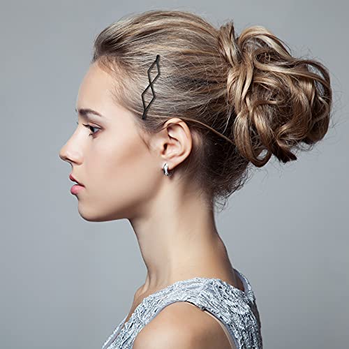 10 Pieces Geometric Metal Hair Clips and Barrettes - Minimalist Hair Accessories for Women and Girls, Wedding, and Styling (Black) - color: Black
