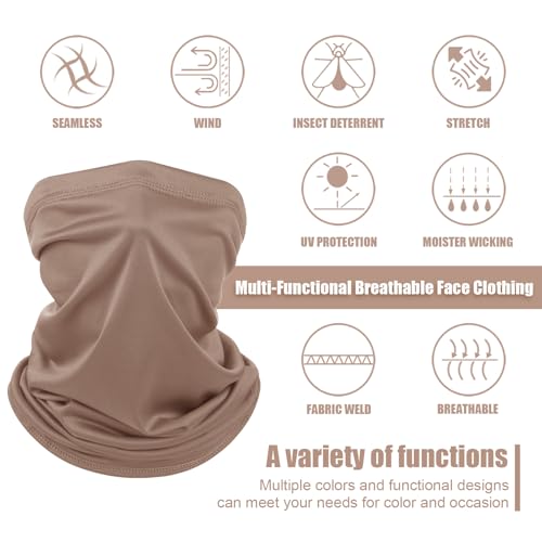 Geyoga 6 Pieces Summer UV Protection Cooling Neck Gaiter Face Clothing Neck Gaiter Mask Scarf Sunscreen Breathable Bandana - color: Neutrals