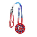 Handmade Native American Style Tribal ethnic Seed Bead Beaded Layered Medallion Necklace #1 - color: Red Star
