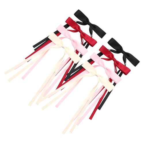 Hair Bows for Women,Ribbon Hair Bows With Long Tail,Hair bow clips Hair Barrettes for Women Accessories (Black, Beige, Pink, Red) - color: Black, Beige, Pink, Red