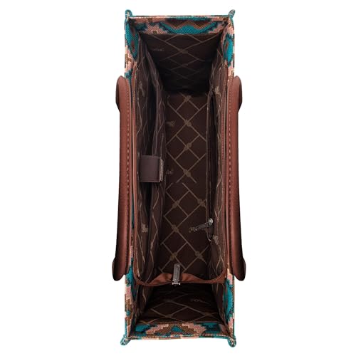 Wrangler Tote Bag for Women Western Purse and Aztec Satchel Handbag - color: Angel Diamond Dark Tealblue