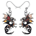 Enamel Alloy Dinosaur Fantasy Dragon Earrings Drop Dangle Unique Animal Jewelry For Women Dragons Gifts - color: Clay