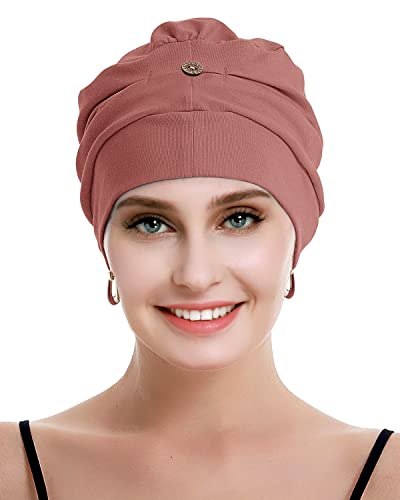 osvyo Cotton Chemo Turbans for Women Cancer Hairloss hat - Cotton Lightweight Headwear Sealed Packaging - color: Cotton Sand Brown